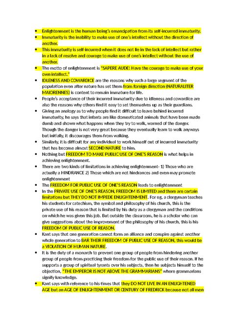 Kant's Enlightenment - Enlightenment is the human being’s emancipation ...