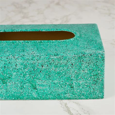 Nora Metal Sprinkle Finish Tissue Box Cover in Turq Colour