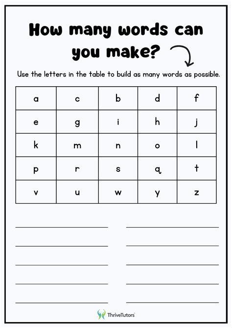 How Many Words Can You Make? Extension. - Thrive Education Australia