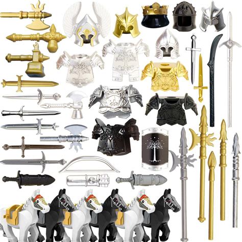 Buy ZOSTER Technic Weapon Kit Medieval Knight Figure Weapons Armor ...