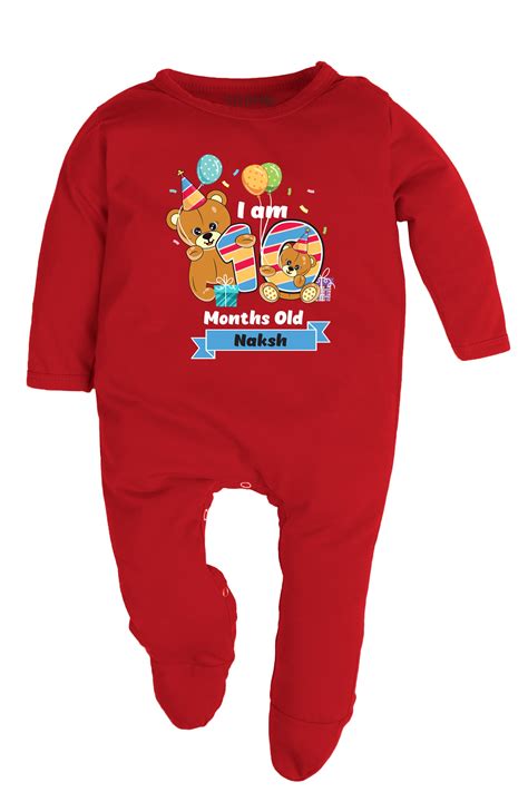 Ten Month Milestone Baby Romper | Onesies - Birthday Teddy w/ Custom N ...