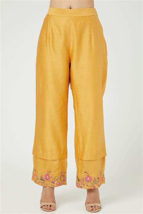 Mustard Asymmetrical Kurta Set With Embroidery – Petticoat