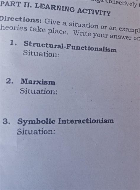 give a situation or an example where the 3 major social science ...
