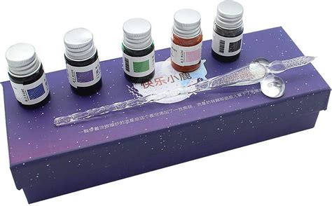 Buy SIPLIV Handmade Glass Dip Pen Set, Starry Sky Sparkling Crystal ...