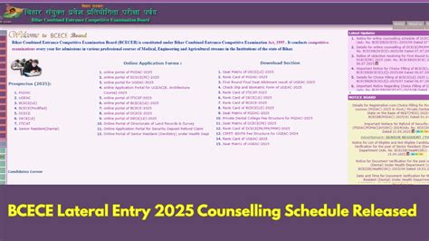 BCECE Lateral Entry 2025 Counselling Schedule Released, Check Here ...