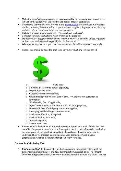 Export pricing - Make the buyer's decision process as easy as possible ...