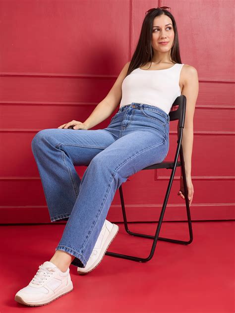 TARAMA High Rise Straight Fit Rigid Denim Jeans – TARAMA JEANS