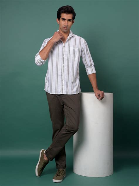 Green Vertical Stripes 100% Cotton Shirt – Crimsoune Club