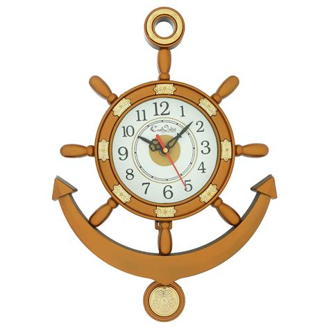 Buy eCraftIndia Decorative Retro Anchor Copper Pendulum Wall Clock ...