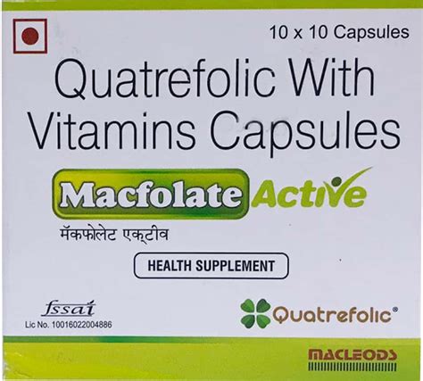 Buy Macfolate Active Strip Of 10 Capsules Online & Save Up to 24% at ...