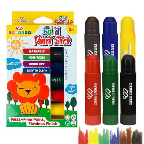 Solid Quick Dry Paint Stick Set for Kids (6 Paint Sticks) – Wembley Toys