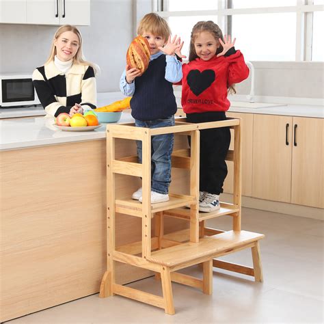 Sdadi Kitchen Step Stool Tower For 2 Kids Adjustable Height ...