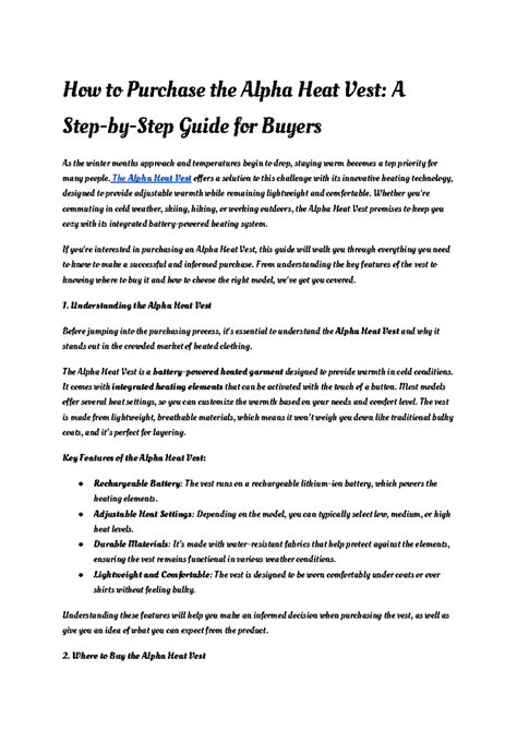 How to Purchase the Alpha Heat Vest A Step-by-Step Guide for Buyers ...