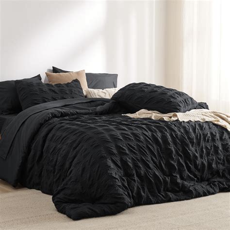 Bedsure Black Comforter Set King - Bed in a Bag 7 Pieces Plaid ...