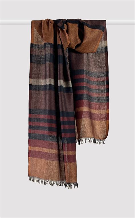 Rust Striped Merino Muffler | Fine Wool Muffler | Stoles for Men – The ...