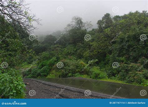 Panoramic Landscape View of Beautiful Wet Winding Road of Tamhini Ghat. Located in Pune ...