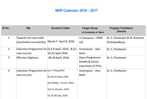 MDP Calendar - IMIK