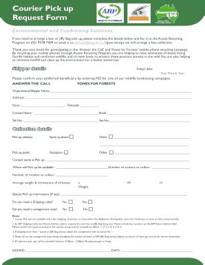 Fillable Online Courier Pick up Request Form - Steve Irwin Fax Email ...