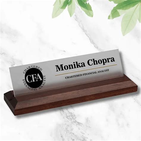 Craftick Frosted White Office Desk Name Plate - Chartered Financial ...