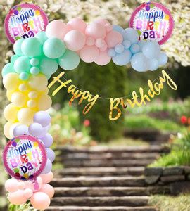 TOYXE Cursive Golden Birthday Banner Pastel Balloon Arch Price in India ...