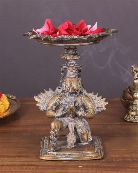 Buy Superfine Brass Garuda Aasan Lamp - rustic tone - 6.5" Tall ...