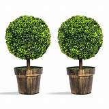 Buy Goplus 22" Tall Artificial Boxwood Topiary Ball Tree, 2 Pack Faux ...