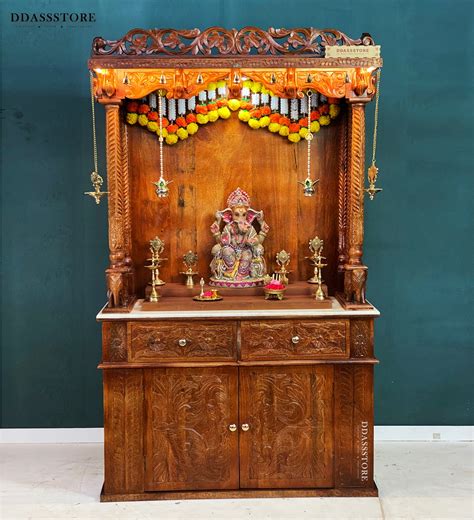 South Indian Style Solid Sheesham Wood Pooja Mandapam | Pooja Altar ...