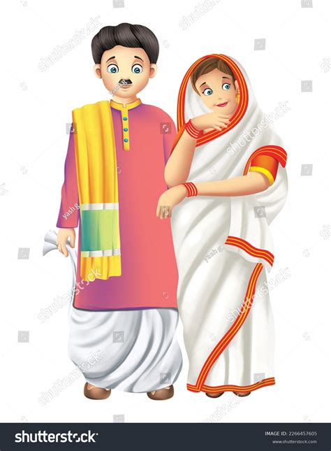 Vector Design Bengali Couple Traditional Costume Stock, 44% OFF