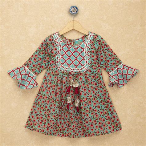 Shop Online Girls Multi Coloured Ethnic Print Salwar and Kameez Set ...