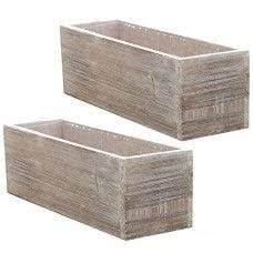 Wood Planter Box Set, Rustic Whitewash, Country House Charm, Plastic ...