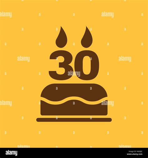 The birthday cake with candles in the form of number 30 icon. Birthday ...