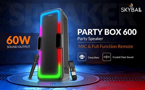 Skyball Party Box 600-speaker with true 60W Sound,Connectivity-BT v5.0 ...