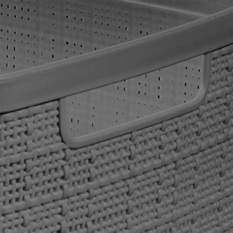 Buy Curver Jute Small Long Half Bin, Resin Plastic Storage Bin, Grey ...