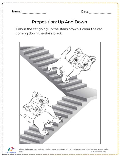 Preposition: Up And Down Free Printable Worksheet