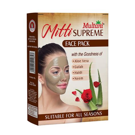 Multani Mitti Supreme Face Pack Powder With Goodness Of Aloe Vera, Gul ...