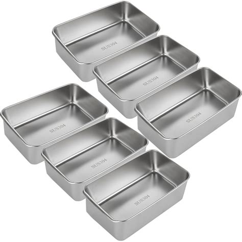 AKOLAFE 6PCS Stainless Steel Loaf Pan 8.5 x 5.5 Inch Banana Bread Pan ...