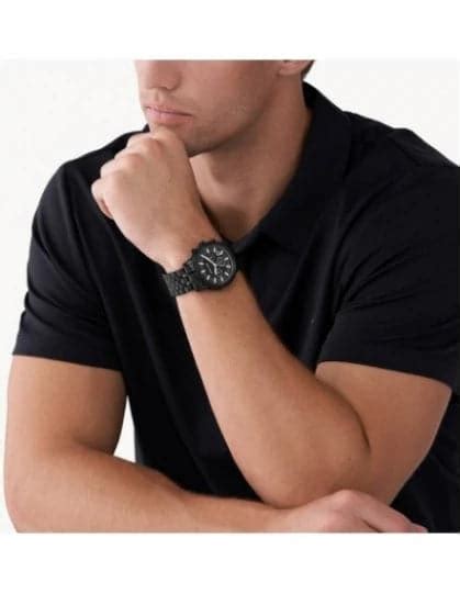 Michael Kors Hutton 43 mm Black Dial Stainless Steel Chronograph Watch