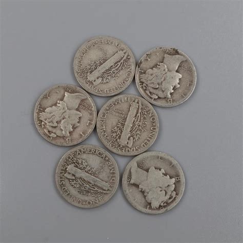 6 US Silver Mercury Dimes | Property Room