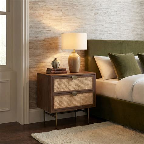 Lily Bedside Table | Solid Wood & Natural Cane Nightstand – House of ...