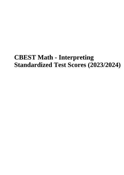 CBEST Math - Interpreting Standardized Test Scores Updated 2023/2024 - CBEST - Stuvia US