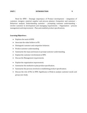 Unit 1 - foundation skills in integrated product development - UNIT - I ...