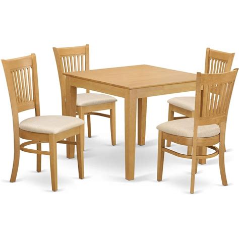 HomeStock 5-Piece Square Kitchen Table Set with 4 Microfiber ...