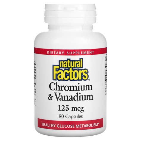 Natural Factors, Chromium & Vanadium, 125 mcg, 90 Capsules