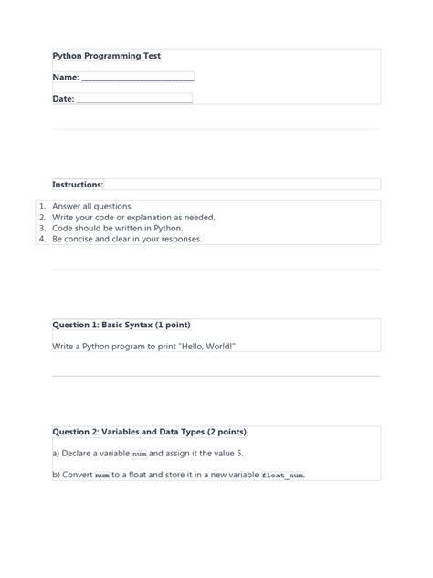 Image result for Python Programming Test Questions