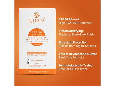 Buy Qurez Tinted Mattifying Sunscreen SPF 50 PA++++ (Light) Online at ...