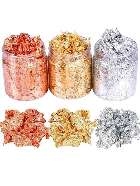 Gold Leaf Metallic Foil Schabin Gilding Metal Leaf Flakes Three Bottles ...