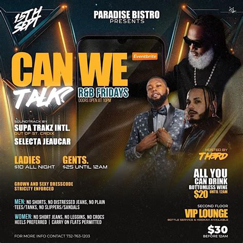 CAN WE TALK? R&B FRIDAYS, Paradise Bistro Bar & Grill, Charlotte Amalie ...