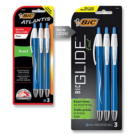 BIC Atlantis Exact Retractable Ball Pen, Fine Point (0.7 mm), Blue, 3 ...