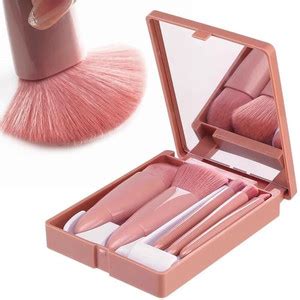 TRENDBIT Mini Makeup Brushes Set with Mirror 5 Pcs Brushes Kit Case ...
