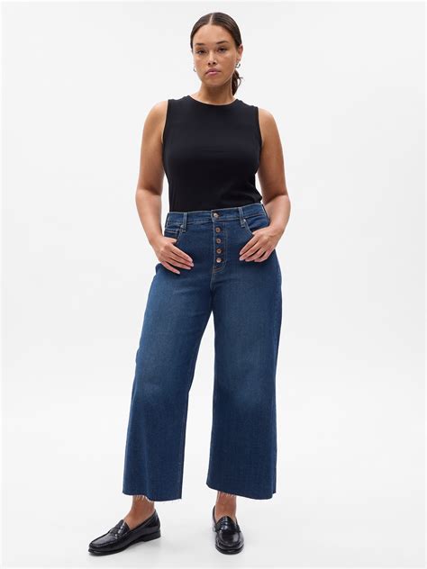 High Rise Stride Wide-Leg Ankle Jeans | Gap